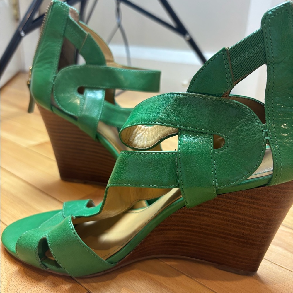 Nine West Green Wedge Sandals